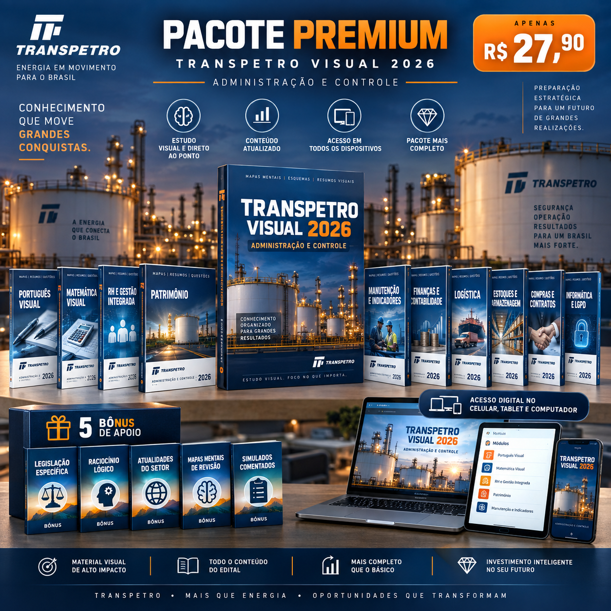 Pacote Premium Transpetro Visual 2026 — oito módulos e cinco bônus